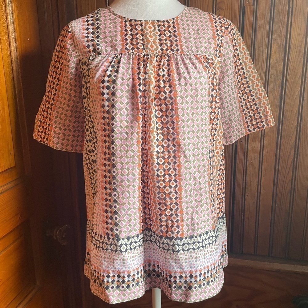 J. Crew Size 2 Kaleidoscope Print Top 100% Cotton